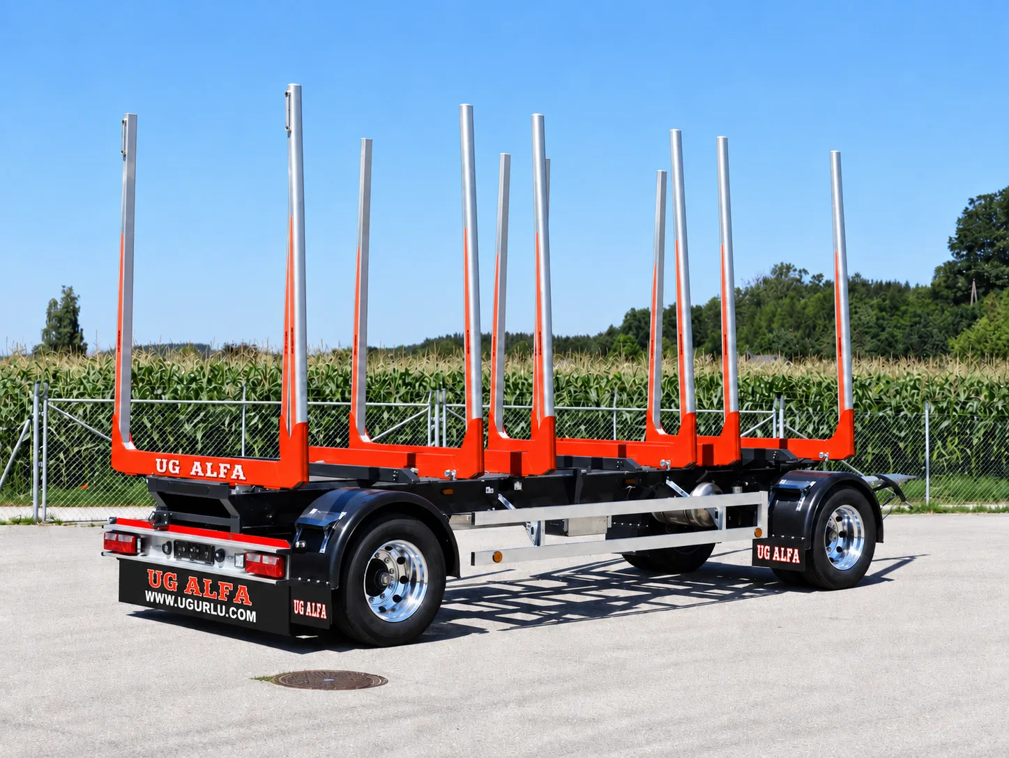 2 Axle Turntable Timber Haulage Trailer Dual Wheels