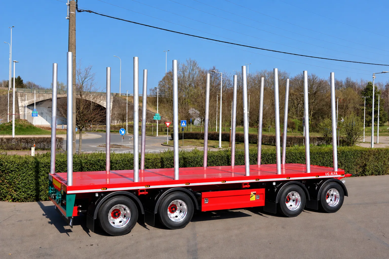 4 Axle Platform Timber with Stakes 1